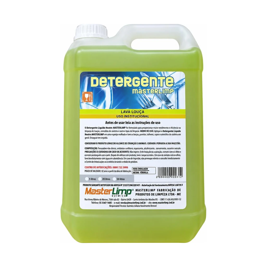 Detergente Lava Louça (limpeza de louças e utensílios) 5 L