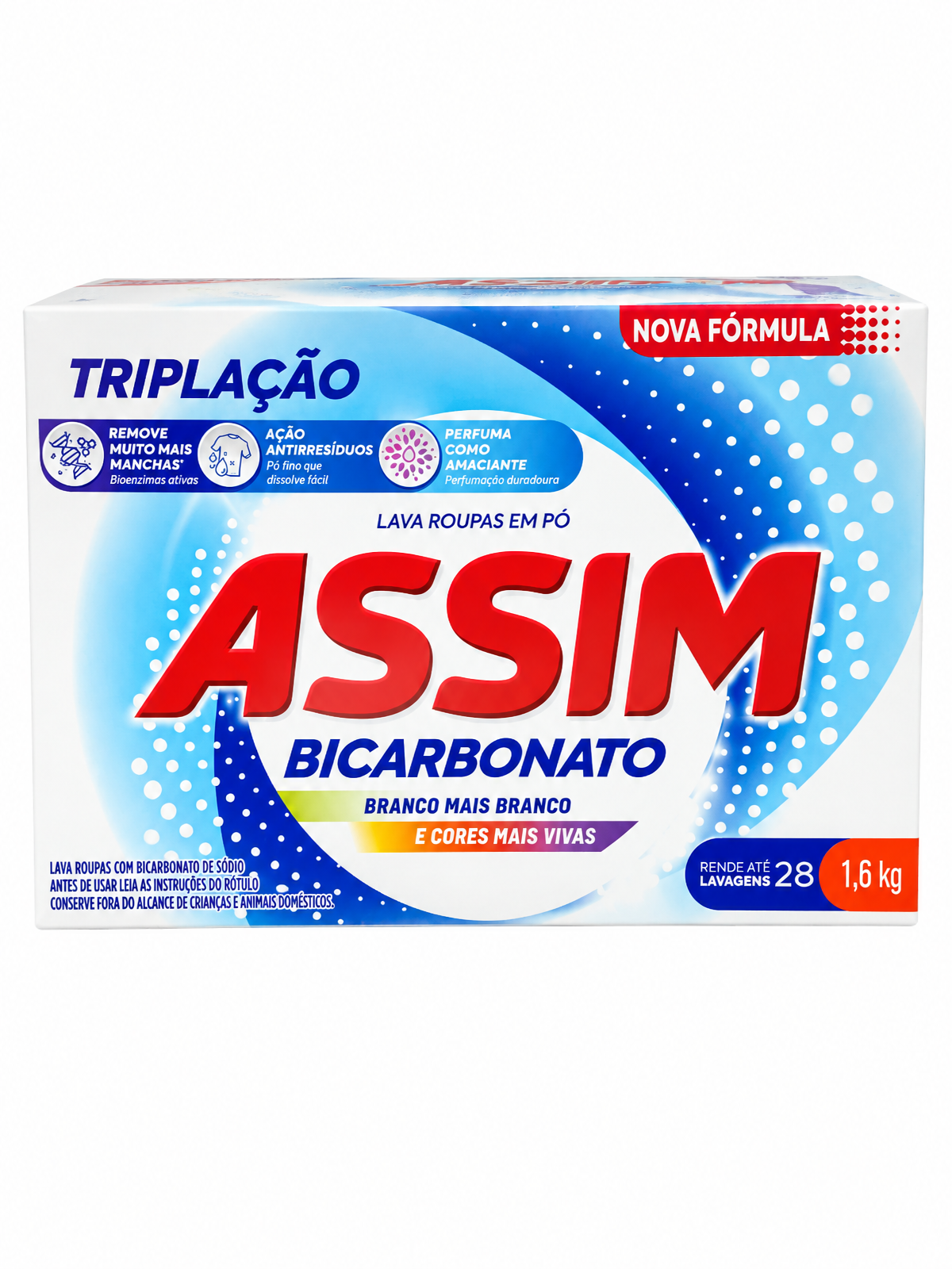 Assim Lava Roupas em Pó Bicarbonato 1,6 kg