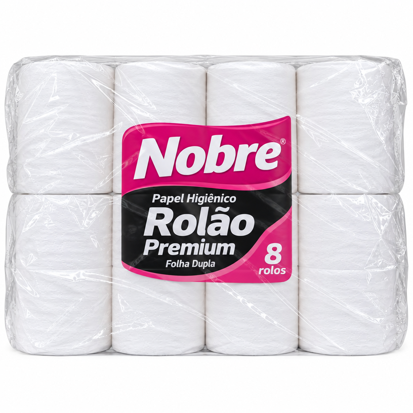 Nobre Papel Higiênico Rolão Premium Folha Dupla 8 Rolos 250 m