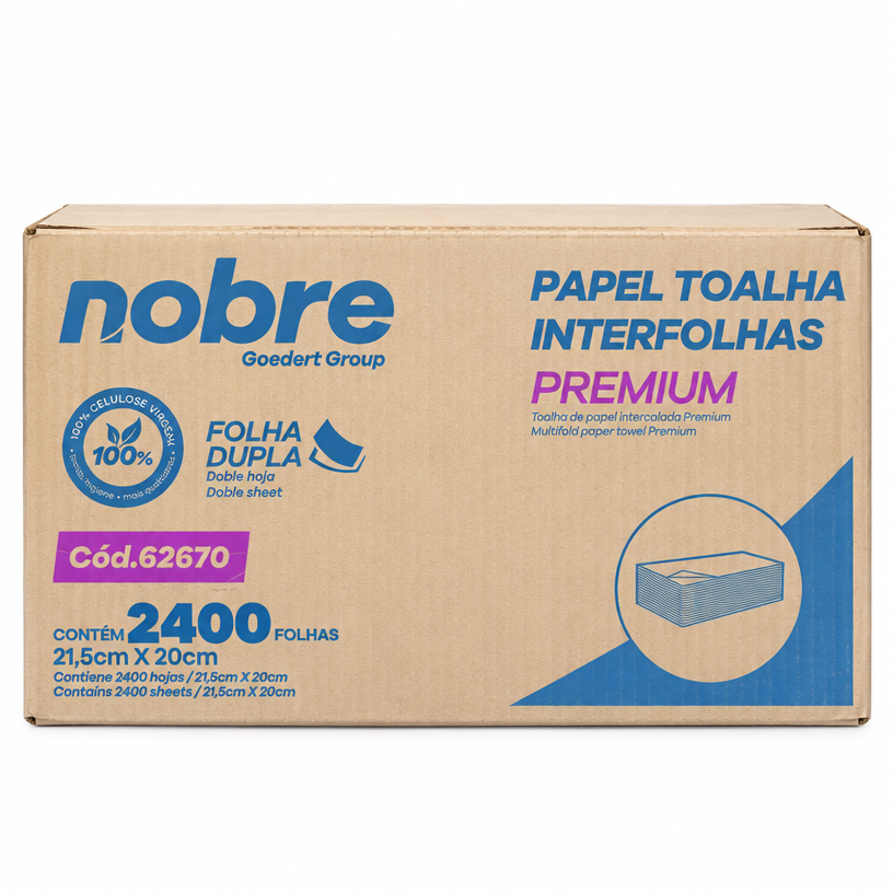 Nobre Papel Toalha Interfolhas Premium Folha Dupla 2400 Folhas